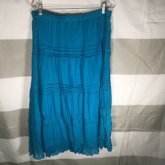 Chico's Blue Maxi Skirt Size 2 Pleated - Picture 2 of 4